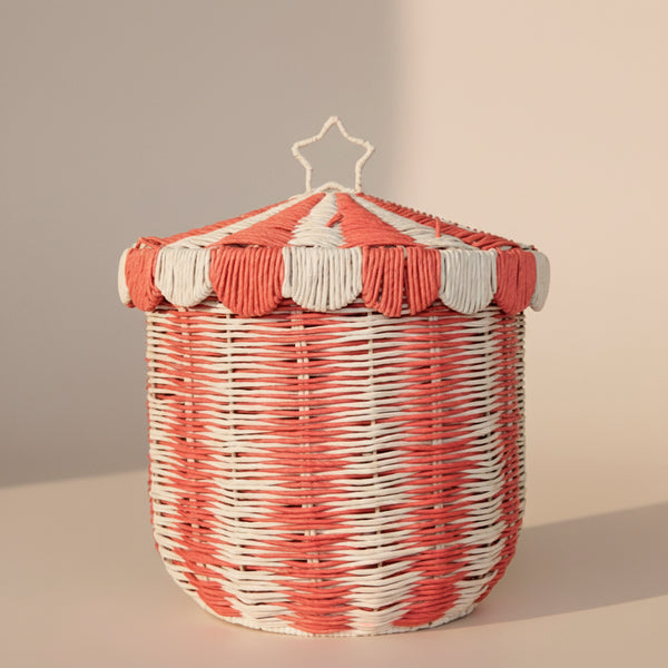 CESTO CIRCO VERMELHO GRANDE ORGANIZADOR DE BRINQUEDOS