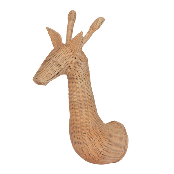 CABECA GIRAFA DECORACAO DE PAREDE DE RATTAN