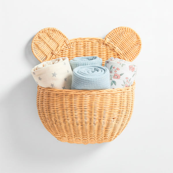 PORTA FRALDA URSO DE RATTAN
