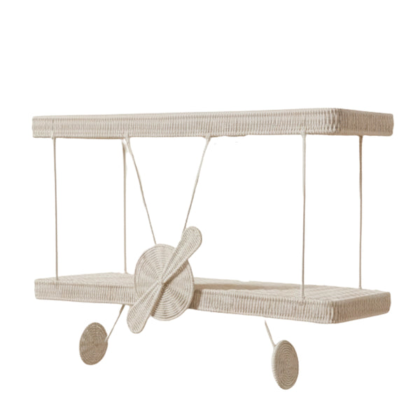 PRATELEIRA AVIAO BRANCO DE RATTAN