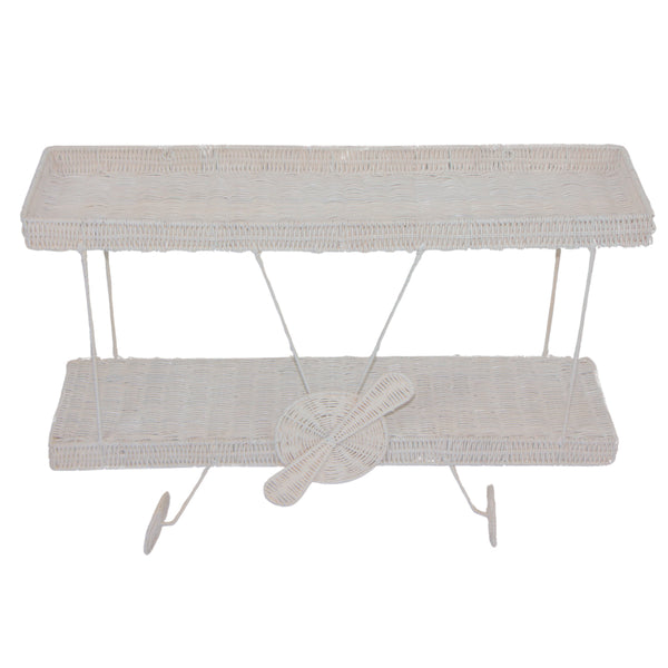 PRATELEIRA AVIAO BRANCO DE RATTAN