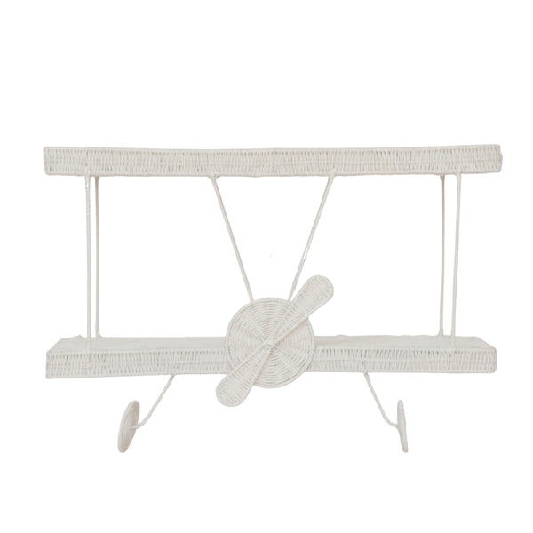 PRATELEIRA AVIAO BRANCO DE RATTAN