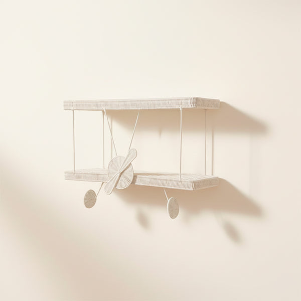 PRATELEIRA AVIAO BRANCO DE RATTAN