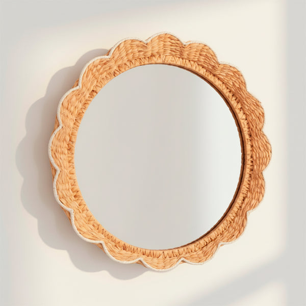 ESPELHO FLOR REDONDO EM RATTAN