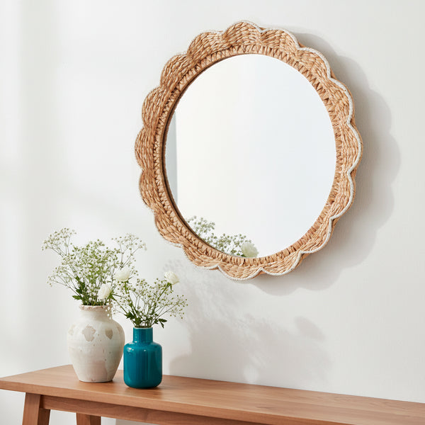 ESPELHO FLOR REDONDO EM RATTAN