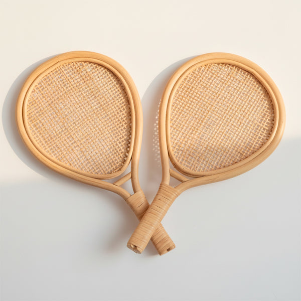 CONJUNTO DE 2 RAQUETES PARA DECORACAO DE PAREDE DE RATTAN