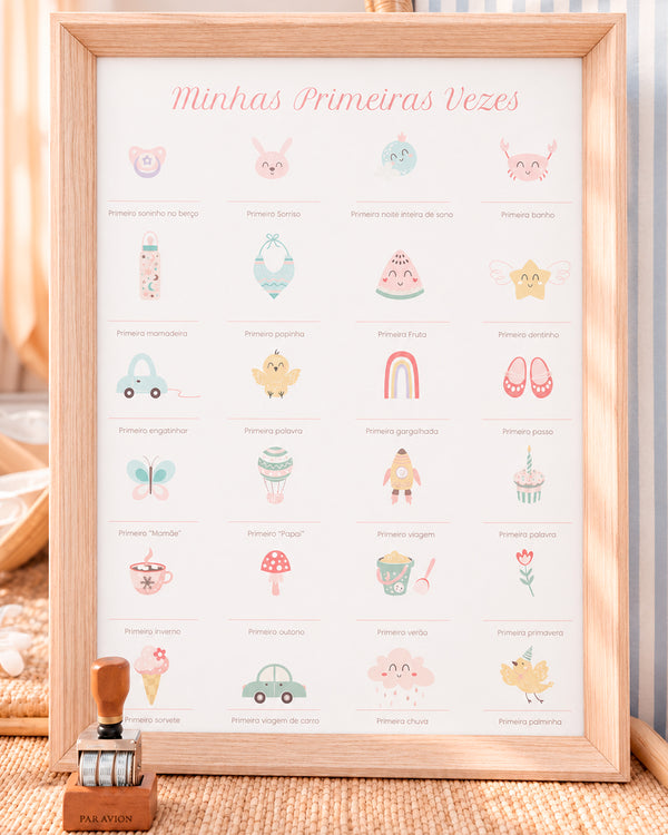 QUADRO PRIMEIRAS VEZES ROSA (MOLDURANM) - ACOMPANHA CARIMBEIRA