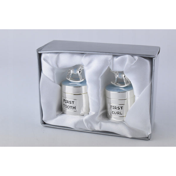 M1 JG2 MEU PRIMEIRO DENTE/CACHO SILVERPLATE CAVALO BALANCO AZUL