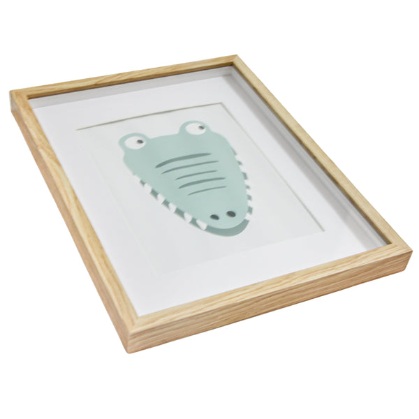 QUADRO JACARE COM MOLDURA AMADEIRADA