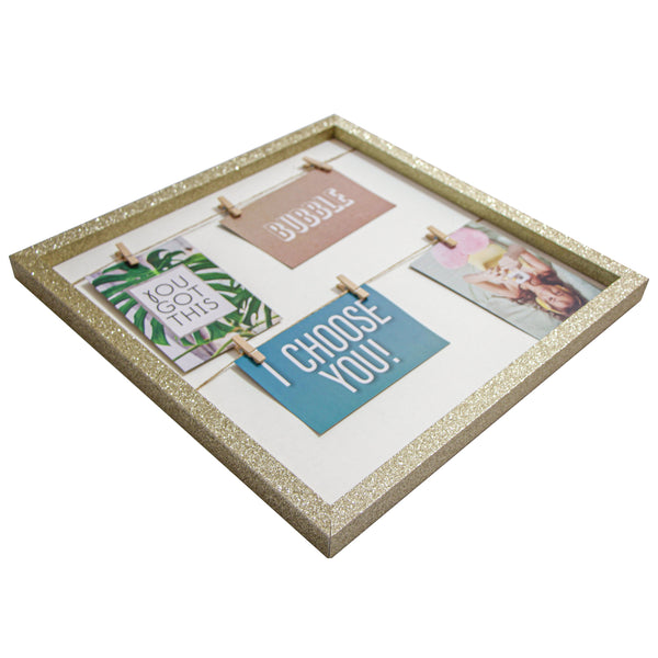 QUADRO COM MOLDURA GLITER DOURADO