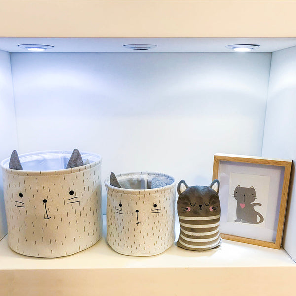 JOGO DE 2 CESTOS DE BRINQUEDO GATO 2PCS