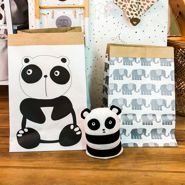 JOGO DE 2 CESTOS CESTO DE PAPEL CORPO DE PANDA E ELEFANTES