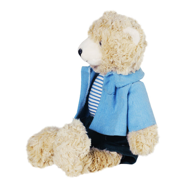 URSO JAMES COM ROUPA AZUL 30CM