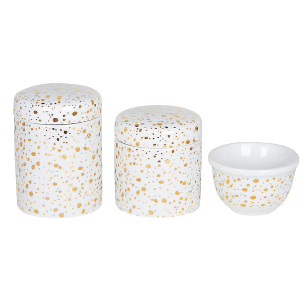 KIT HIGIENE 3PC CEU ESTRELADO DOURADO FUNDO BRANCO