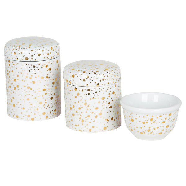 KIT HIGIENE 3PC CEU ESTRELADO DOURADO FUNDO BRANCO