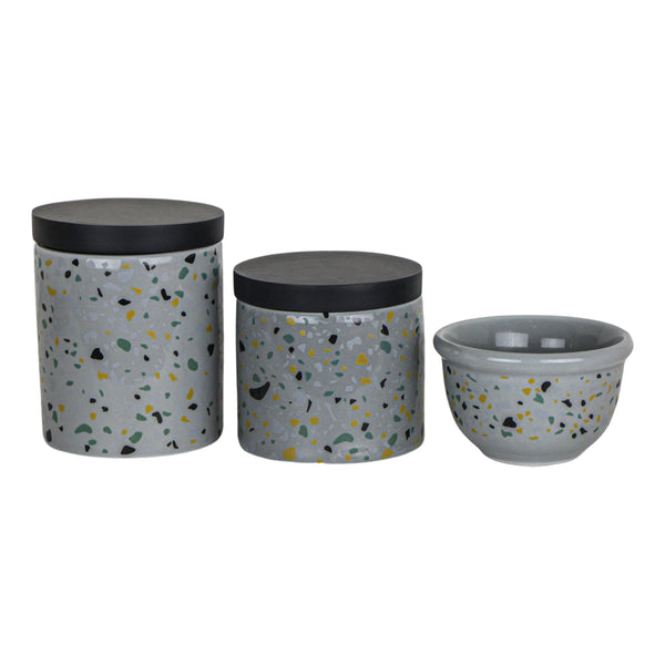 KIT HIGIENE 3PC TERRAZZO PRETO/CINZA