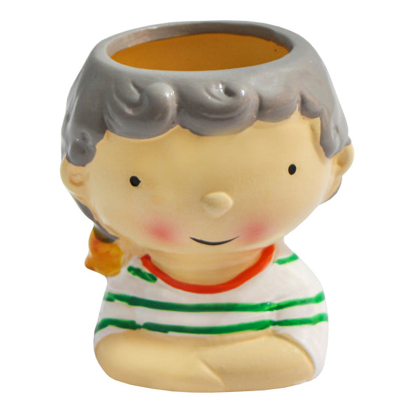 ENFEITE VASO DE CERAMICA MENINA LISTRADA
