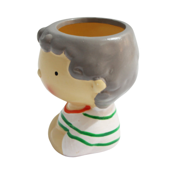 ENFEITE VASO DE CERAMICA MENINA LISTRADA