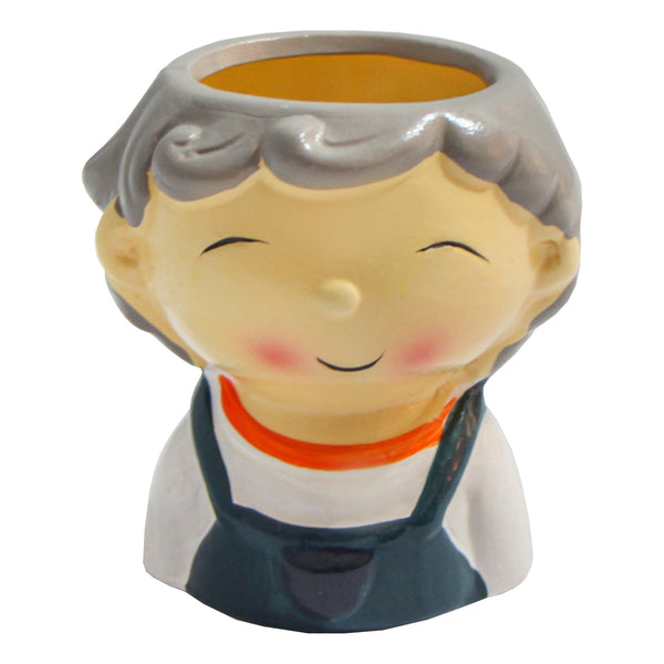 ENFEITE VASO DE CERAMICA MENINO MACACAO
