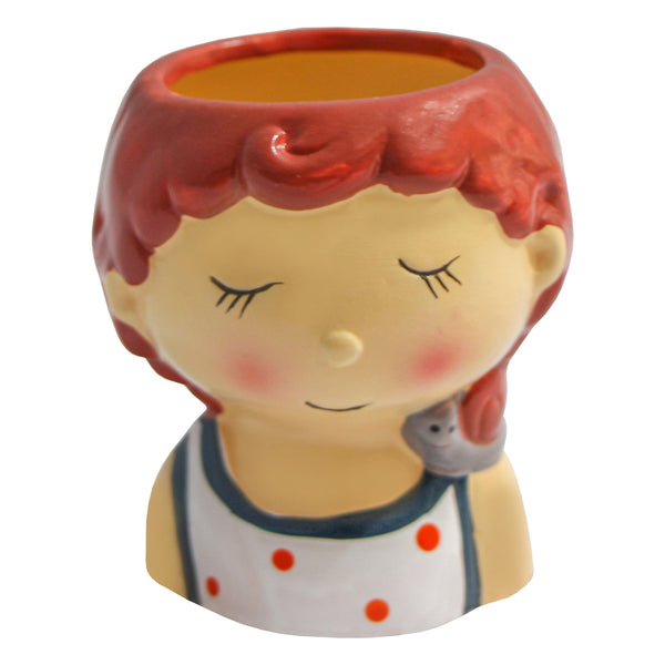 ENFEITE VASO DE CERAMICA MENINA POA