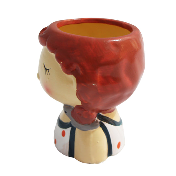 ENFEITE VASO DE CERAMICA MENINA POA