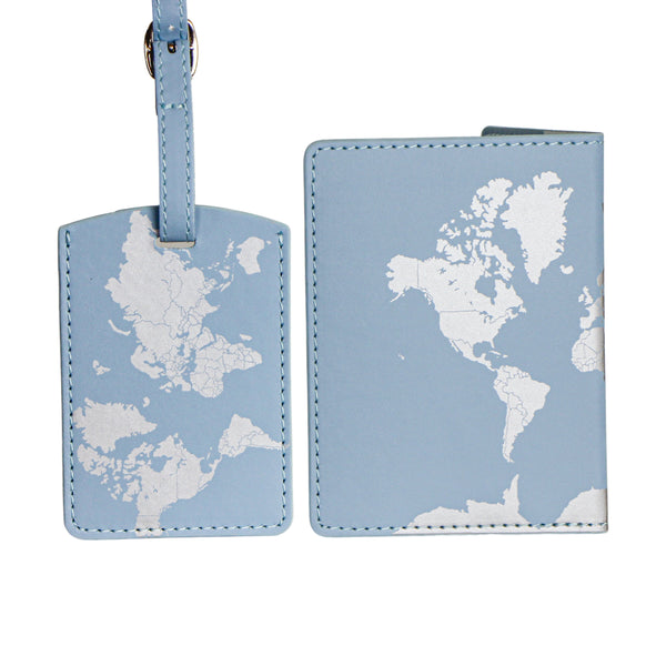 CAPA PARA PASSAPORTE + TAG DE MALA - MUNDO AZUL