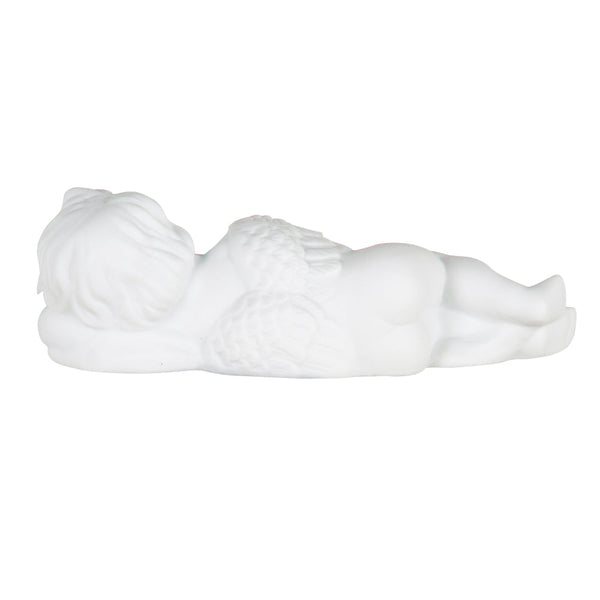 JOGO DE DUAS ESCULTURAS ANJO DORMINDO NA ASA DE PORCELANA
