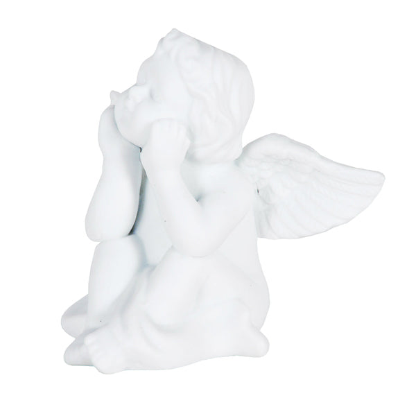 JOGOS DE DUAS ESCULTURAS DE ANJO SENTAD0 DE PORCELANA
