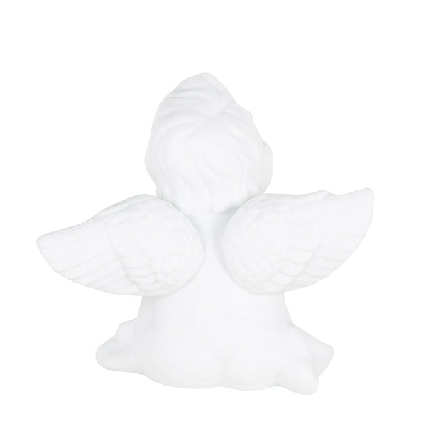 JOGOS DE DUAS ESCULTURAS DE ANJO SENTAD0 DE PORCELANA