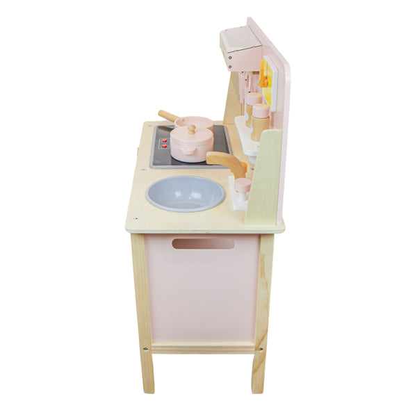 COZINHA INFANTIL DE MADEIRA ROSA COM ACESSORIOS E COOKTOP PARA MENINAS