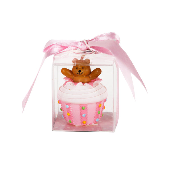 KIT COM 10 VELA URSO CUPCAKE ROSA PERFUMADA