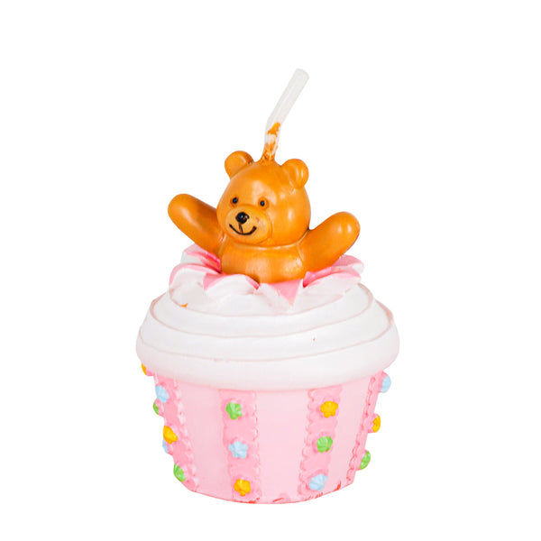 KIT COM 10 VELA URSO CUPCAKE ROSA PERFUMADA
