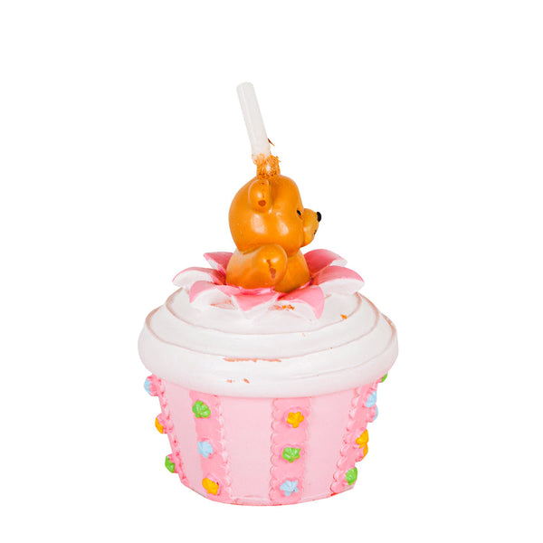 KIT COM 10 VELA URSO CUPCAKE ROSA PERFUMADA