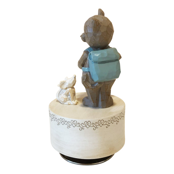 CAIXA DE MUSICA URSO DE MOCHILA  DE RESINA LAPIDADA