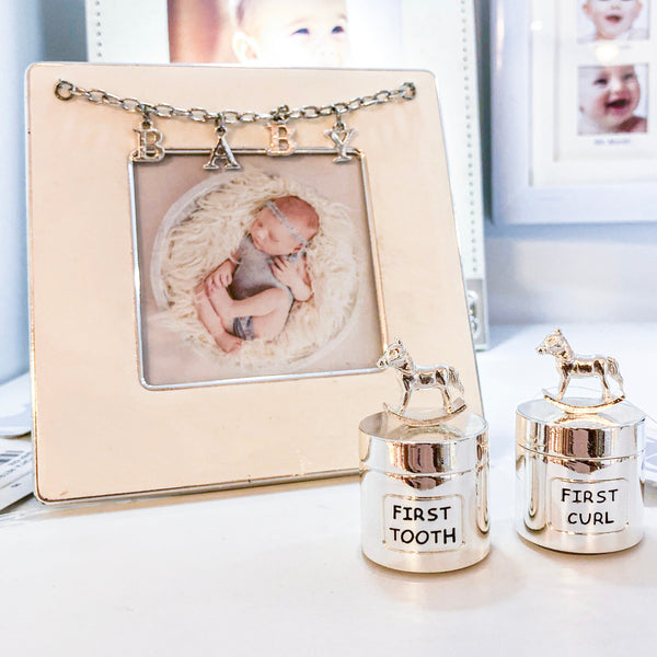 M1 JG2 MEU PRIMEIRO DENTE/CACHO SILVERPLATE CAVALO BALANCO AZUL