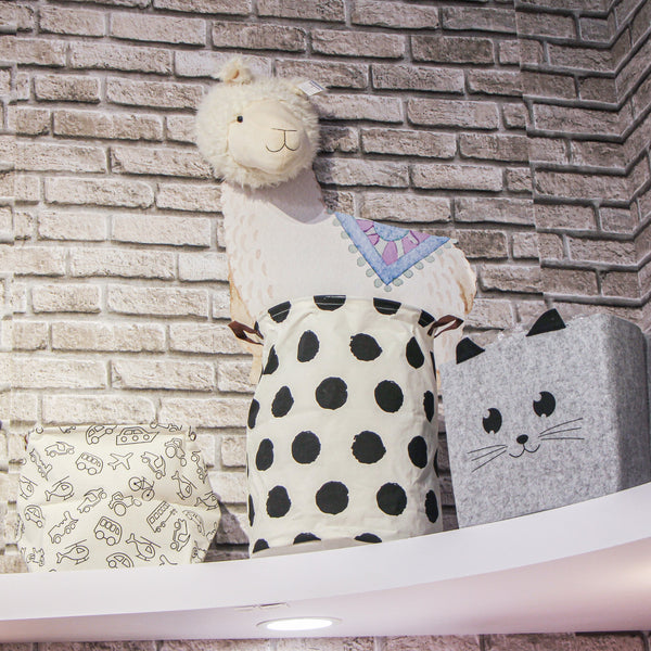 CESTO BRINQUEDO BOLAS PRETA PLASTIFICADO