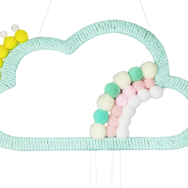 ADORNO NUVEM COM POMPOM VERDE