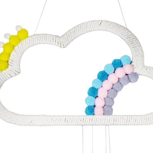 ADORNO NUVEM COM POMPOM BRANCO