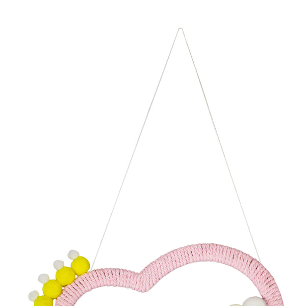 ADORNO NUVEM COM POMPOM ROSA