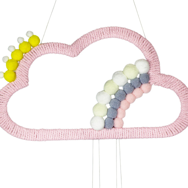 ADORNO NUVEM COM POMPOM ROSA