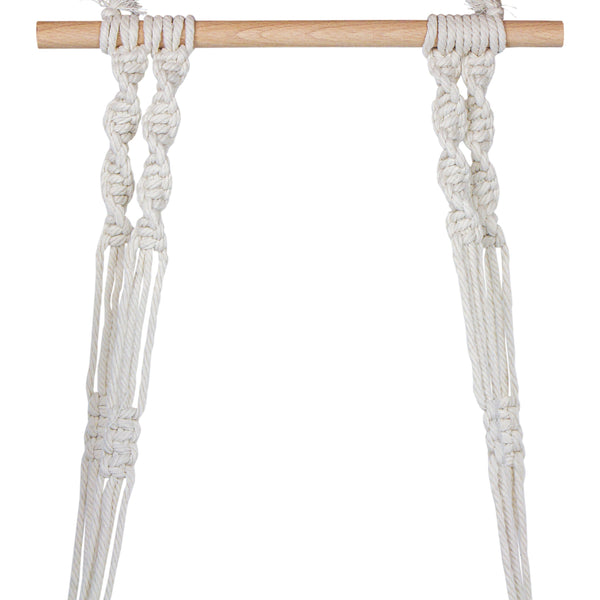 PRATELEIRA DE MADEIRA COM ESTRUTURA DE MACRAME