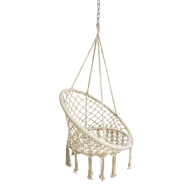 M1 POLTRONA DE PENDURAR MACRAME ACOMPANHA GANCHO, MOSQUETAO E CORRENT