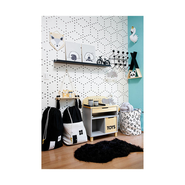 JG 2 CESTO BRINQUEDO CASINHA PRETO E BRANCO